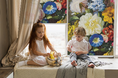 Fabric roller blind A bouquet of flowers