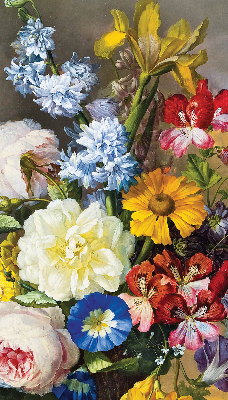 Fabric roller blind with a bouquet of flowers print