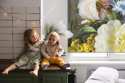 Fabric roller blind A bouquet of flowers