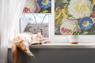 Fabric roller blind A bouquet of flowers