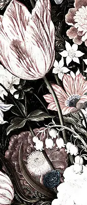 Modern roller blind featuring a floral bouquet pattern