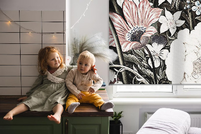 Modern roller blind featuring a floral bouquet pattern