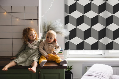 Modern roller blind 3D cubes