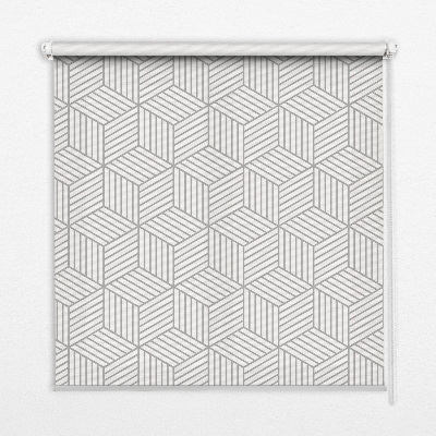 Roller blind for large windows with 3D cubes pattern