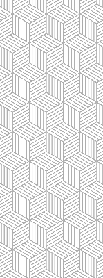 Roller blind for large windows with 3D cubes pattern