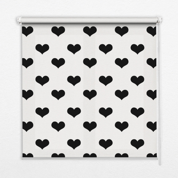 Fabric roller blind Black hearts