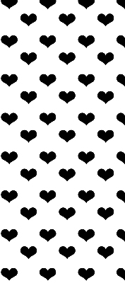 Fabric roller blind with black hearts pattern