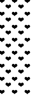 Fabric roller blind with black hearts pattern