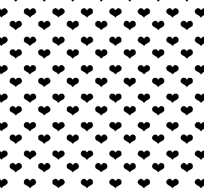 Fabric roller blind with black hearts pattern