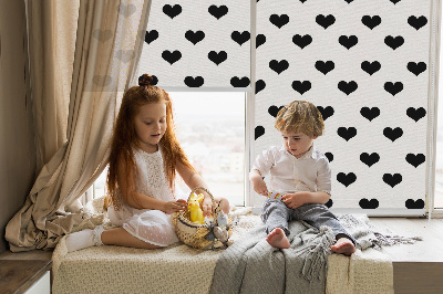 Fabric roller blind Black hearts