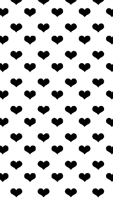 Fabric roller blind with black hearts pattern