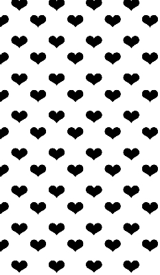 Fabric roller blind with black hearts pattern
