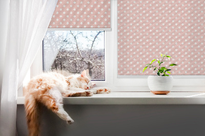 Roller blind for large window with white dots pattern