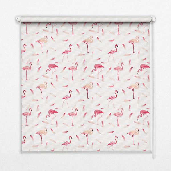 Fabric roller blind Flamingos and their feathers