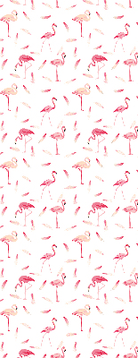 Fabric roller blind Flamingos and their feathers