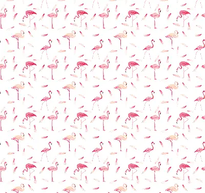 Fabric roller blind featuring a flamingos and feathers pattern