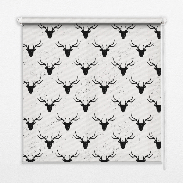 Fabric roller blind Black deer heads