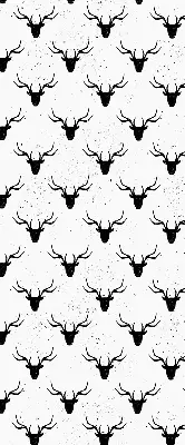 Fabric roller blind with black deer heads pattern