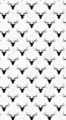 Fabric roller blind with black deer heads pattern