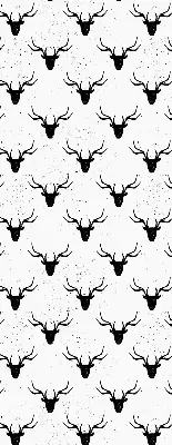 Fabric roller blind with black deer heads pattern