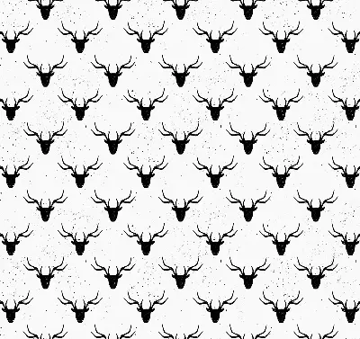 Fabric roller blind with black deer heads pattern