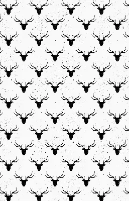 Fabric roller blind with black deer heads pattern