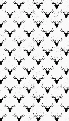 Fabric roller blind with black deer heads pattern