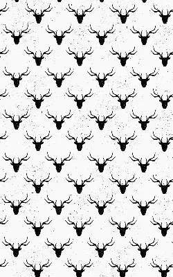 Fabric roller blind with black deer heads pattern