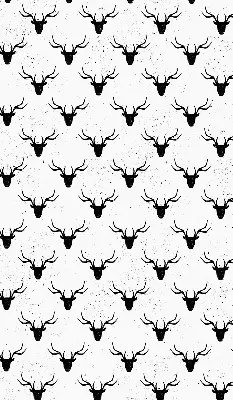 Fabric roller blind with black deer heads pattern