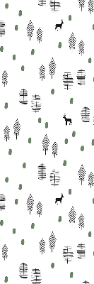 Modern roller blind with a drawn trees and deer pattern