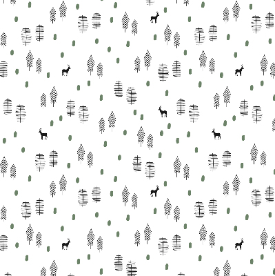 Modern roller blind Drawn trees and deer