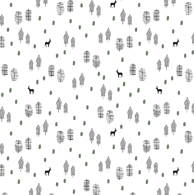 Modern roller blind Drawn trees and deer