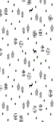 Modern roller blind Drawn trees and deer