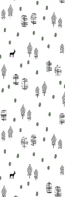 Modern roller blind with a drawn trees and deer pattern