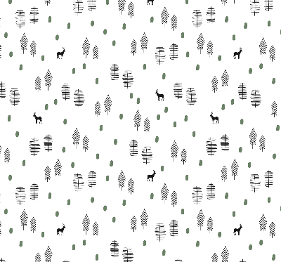 Modern roller blind Drawn trees and deer
