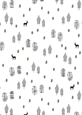 Modern roller blind Drawn trees and deer