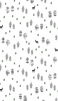 Modern roller blind Drawn trees and deer