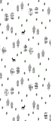 Modern roller blind Drawn trees and deer