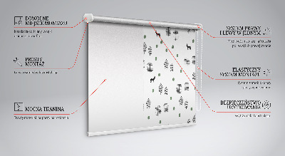 Modern roller blind Drawn trees and deer