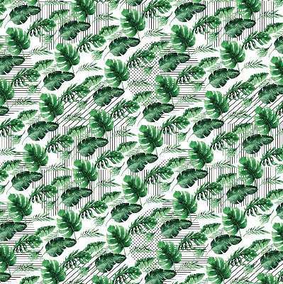 Roller blind for large window with tropical leaves print