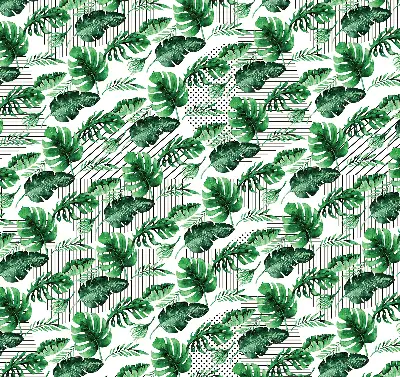 Roller blind for large window with tropical leaves print