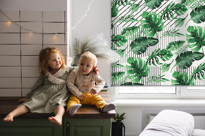 Roller blind for large window Tropical leaves