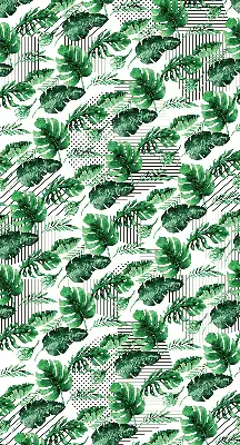 Roller blind for large window with tropical leaves print