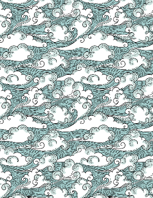 Fabric roller blind Clouds and wind
