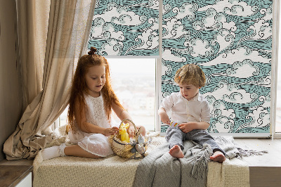 Fabric roller blind Clouds and wind
