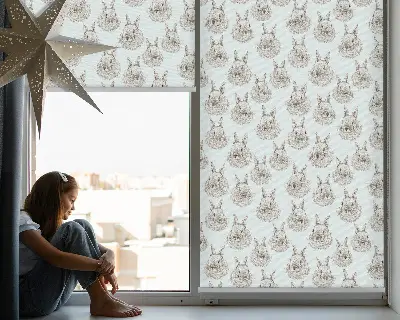 Modern roller blind with rabbits design