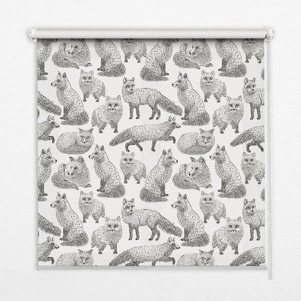 Roller blind for large window Gray foxes