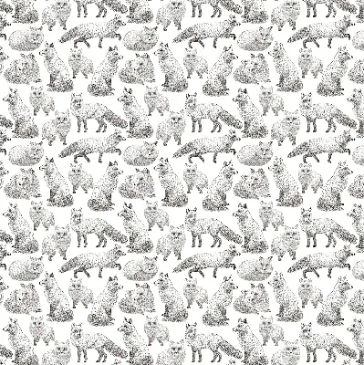 Roller blind for large window gray foxes pattern