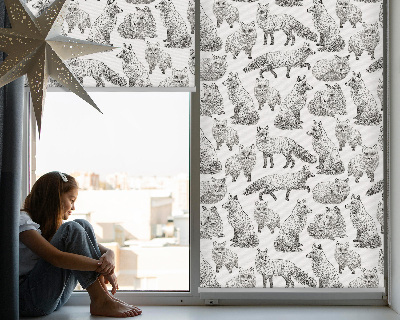 Roller blind for large window Gray foxes