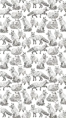 Roller blind for large window gray foxes pattern